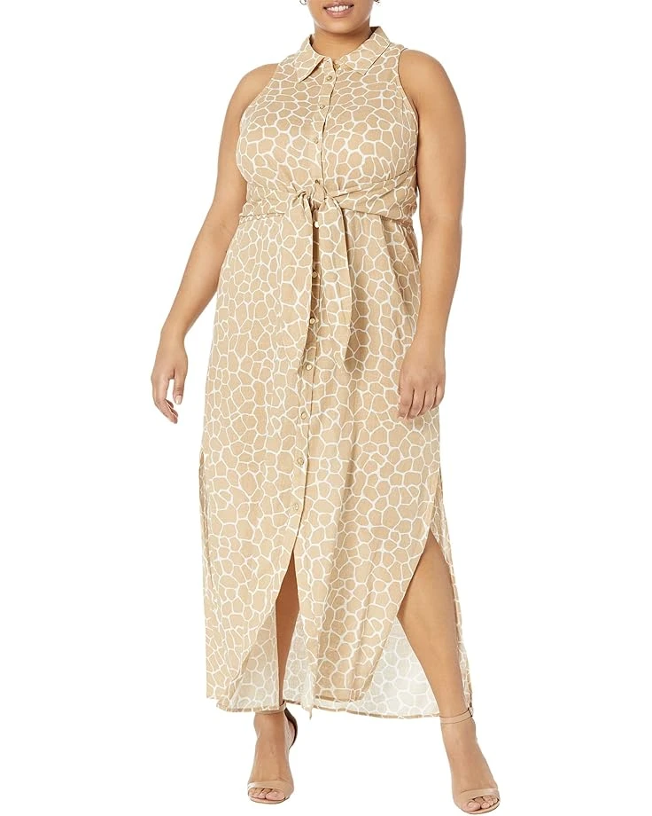MICHAEL Michael Kors Plus Size Giraffe Maxi Tie Dress 1 MICHAEL Michael Kors Plus Size Giraffe Maxi Tie Dress