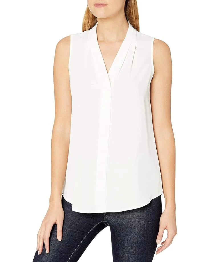 Calvin Klein Women's Sleeveless Blouse With Inverted Pleat (Standard And Plus) 1 Calvin Klein Women's Sleeveless Blouse With Inverted Pleat (Standard And Plus)