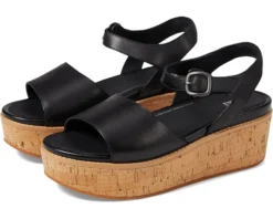 FitFlop Eloise Cork-Wrap Leather Back-Strap Wedge Sandals