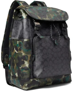 COACH League Flap Backpack In Signature With Camo Print Leather