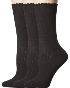 HUE Scalloped Pointelle Socks 3-Pack